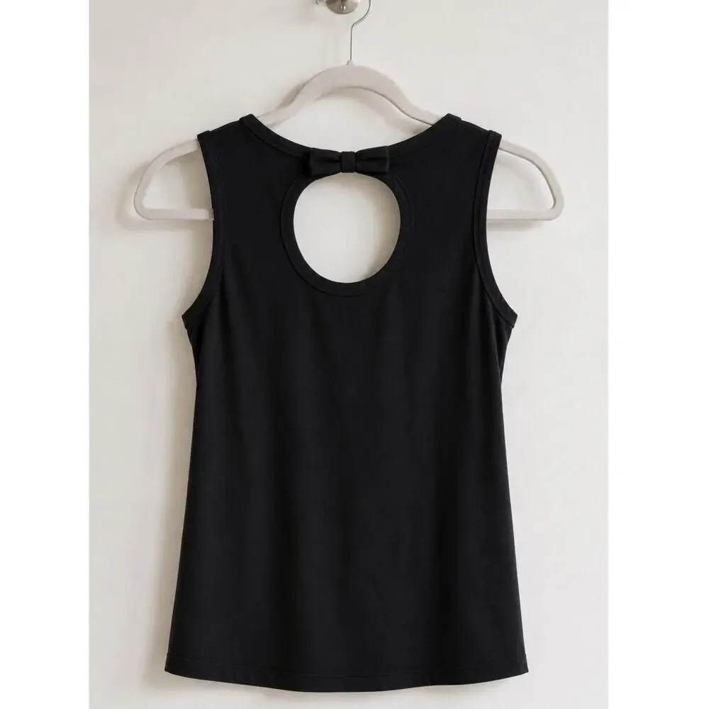 Kate Spade New York Black Bow Back Keyhole Tank Top – XS – Soft Stretch Cotton